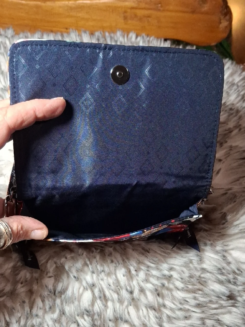 Vera Bradley Black Quilted Floral & Wildlife Wristlet - Picture 2 of 5
